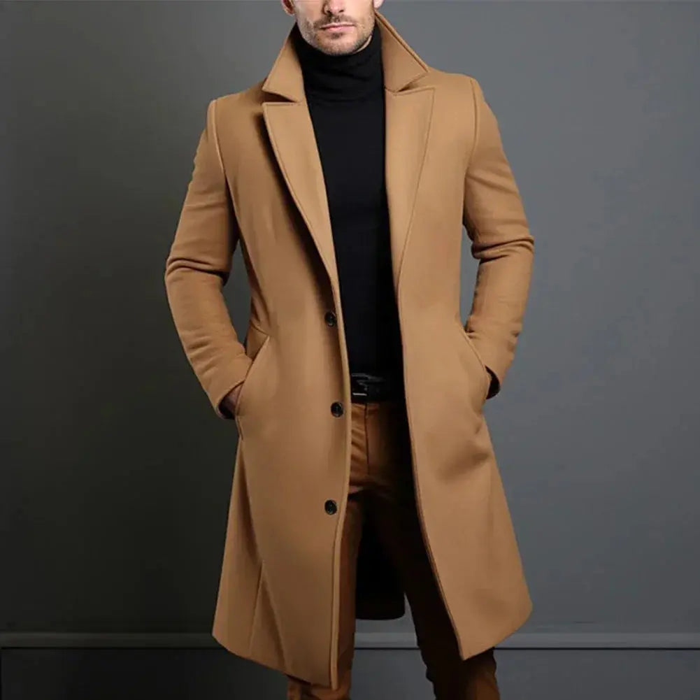 Idris - Men's Long Overcoat with Classic Tailoring