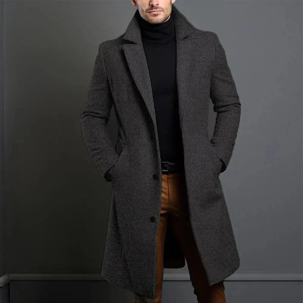 Idris - Men's Long Overcoat with Classic Tailoring