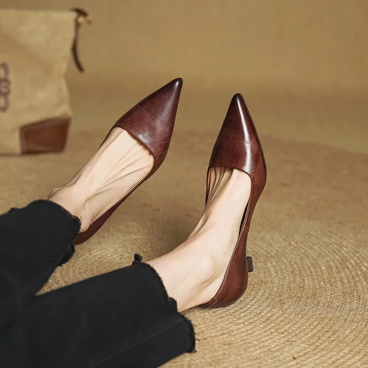 Imogen | Women's Leather Kitten Heel Shoes