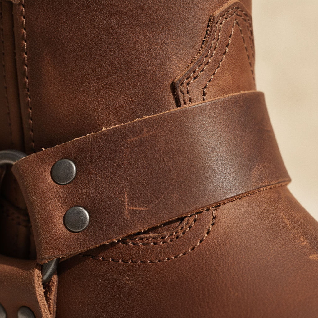 Imogen - Women's Leather-Look Calf Boots with Strap Detail