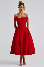 Isolde - Women's Elegant Off-Shoulder Graduation Dress