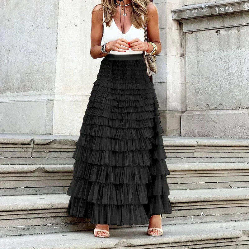 Isolde - Women's Elegant Tiered Maxi Skirt