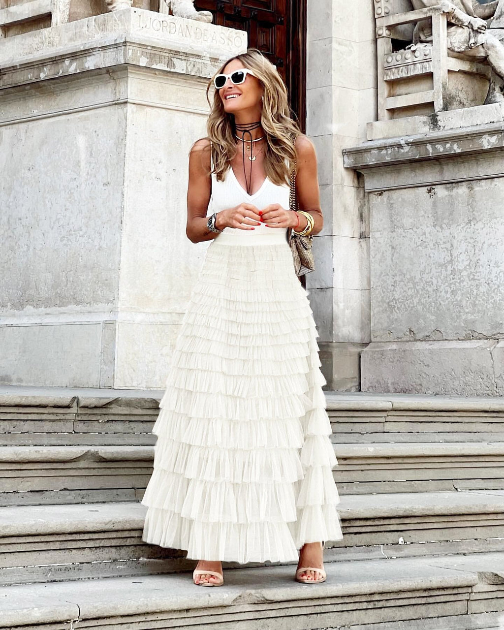 Isolde - Women's Elegant Tiered Maxi Skirt