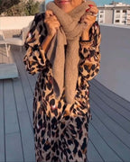 Isolde - Women's Leopard Print Wrap Midi Dress
