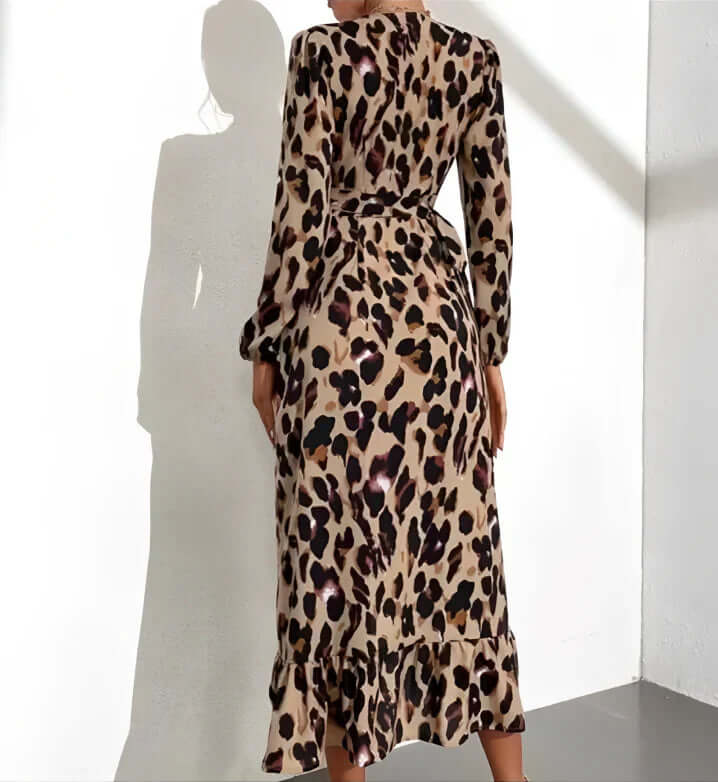 Isolde - Women's Leopard Print Wrap Midi Dress