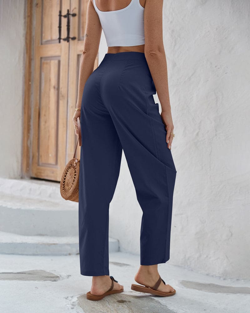 Isolde - Women's Wide Leg Trousers with Tie Detail