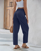 Isolde - Women's Wide Leg Trousers with Tie Detail