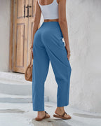 Isolde - Women's Wide Leg Trousers with Tie Detail