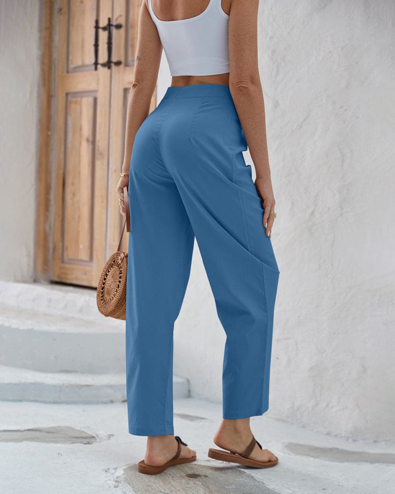 Isolde - Women's Wide Leg Trousers with Tie Detail
