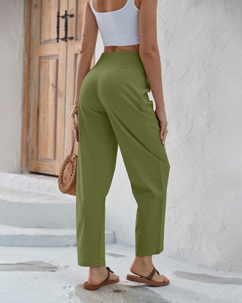 Isolde - Women's Wide Leg Trousers with Tie Detail