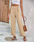 Isolde - Women's Wide Leg Trousers with Tie Detail