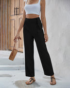 Isolde - Women's Wide Leg Trousers with Tie Detail