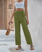 Isolde - Women's Wide Leg Trousers with Tie Detail