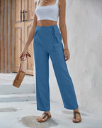 Isolde - Women's Wide Leg Trousers with Tie Detail