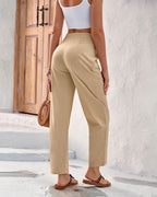 Isolde - Women's Wide Leg Trousers with Tie Detail
