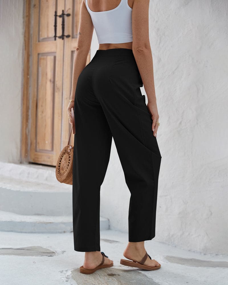 Isolde - Women's Wide Leg Trousers with Tie Detail