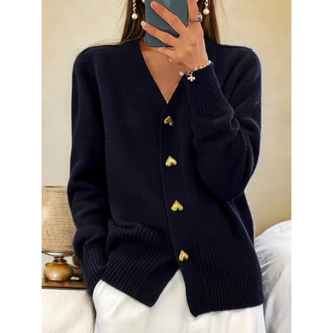 Jolene - Women's Comfort Cardigan with Heart Buttons