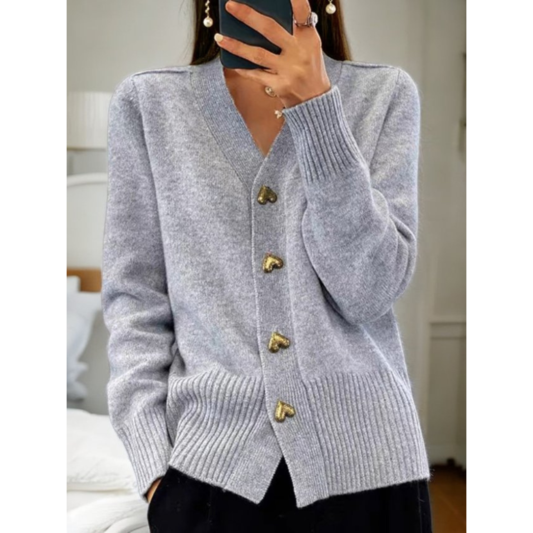 Jolene - Women's Comfort Cardigan with Heart Buttons