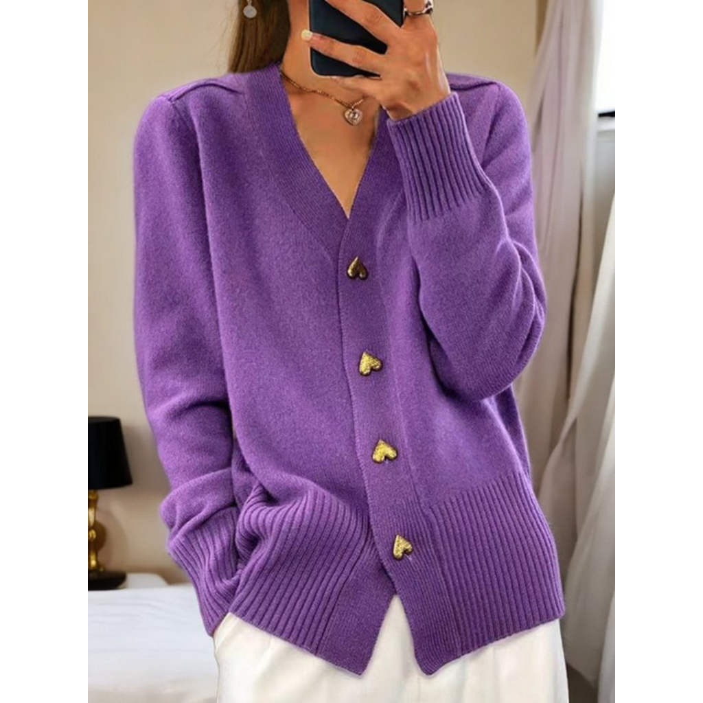 Jolene - Women's Comfort Cardigan with Heart Buttons