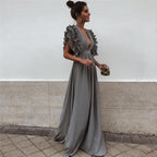 Juniper - Women's Elegant Ruffle Sleeve Maxi Dress