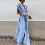 Juniper - Women's Elegant Ruffle Sleeve Maxi Dress
