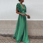 Juniper - Women's Elegant Ruffle Sleeve Maxi Dress