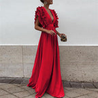 Juniper - Women's Elegant Ruffle Sleeve Maxi Dress