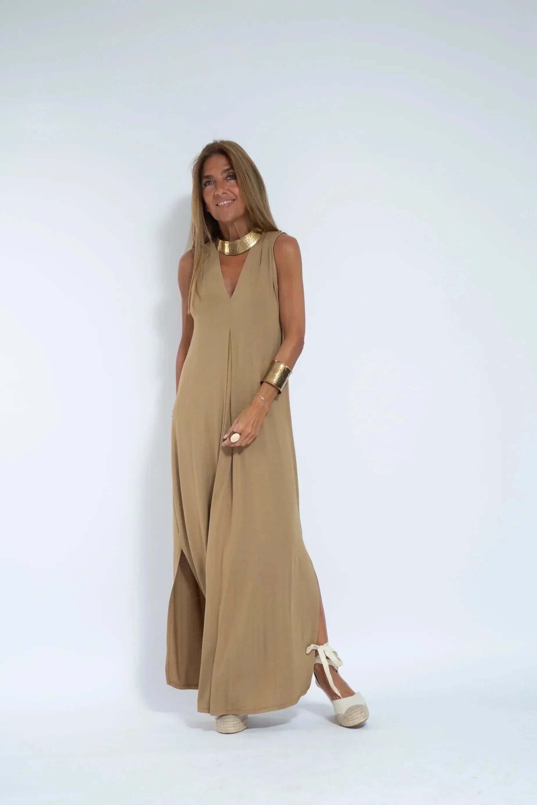 Juno - Women's Elegant Pleated Maxi Dress