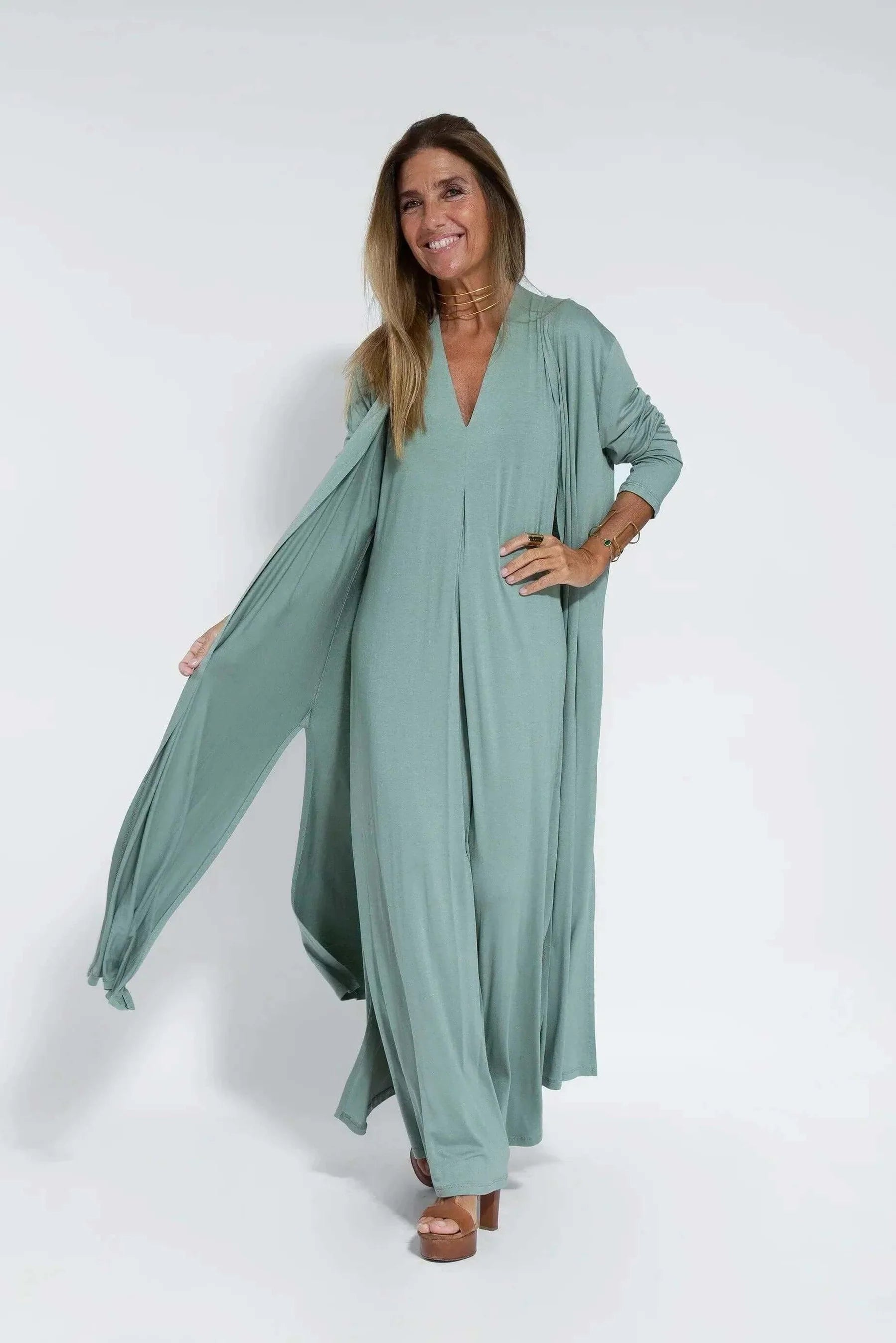 Juno - Women's Elegant Pleated Maxi Dress