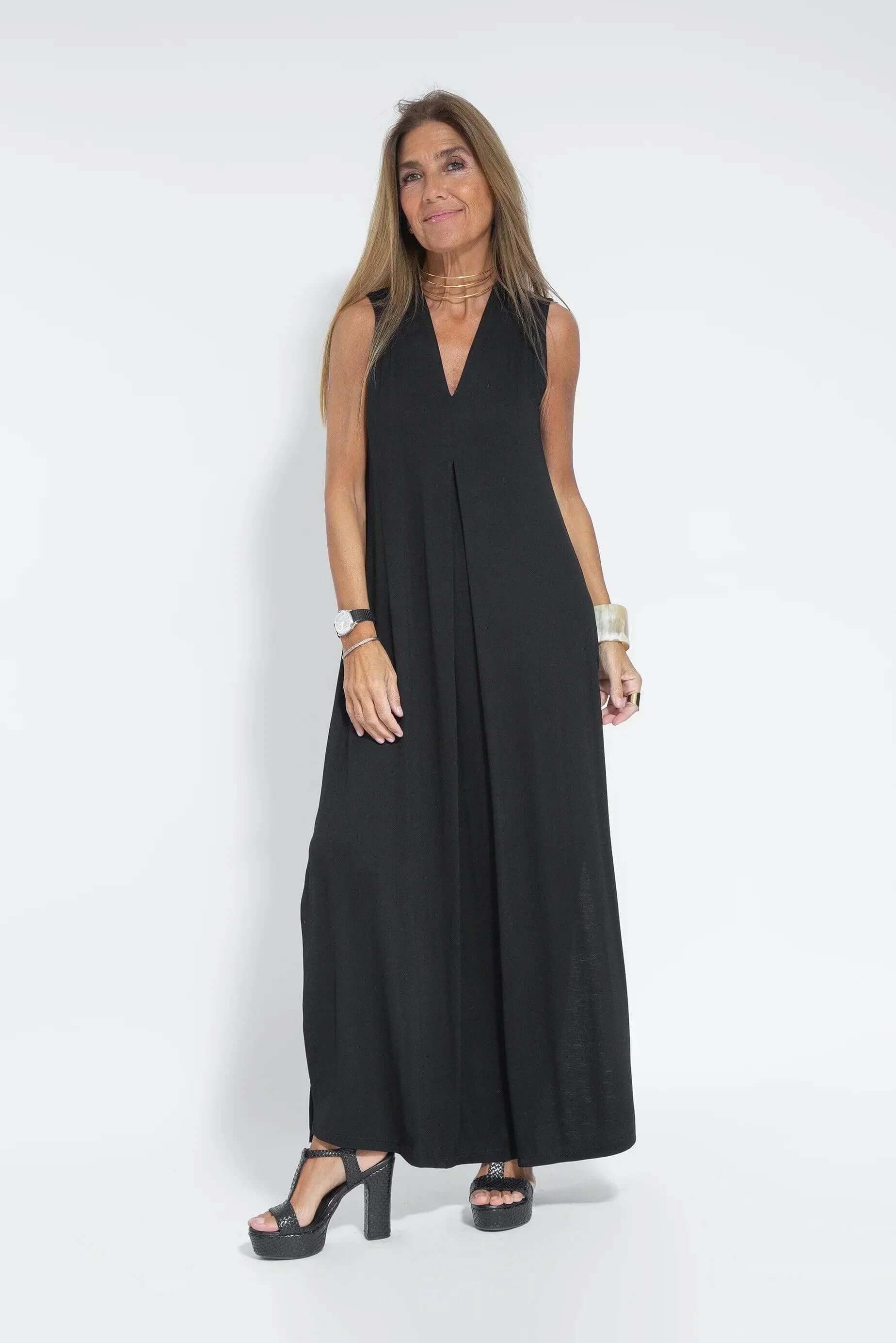 Juno - Women's Elegant Pleated Maxi Dress