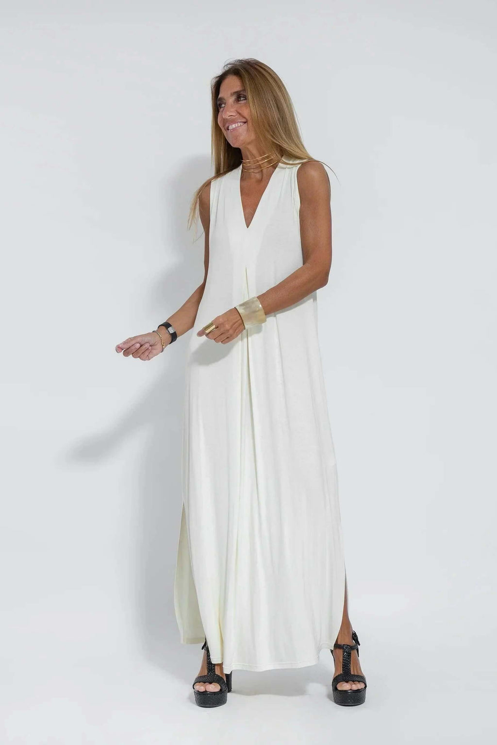 Juno - Women's Elegant Pleated Maxi Dress