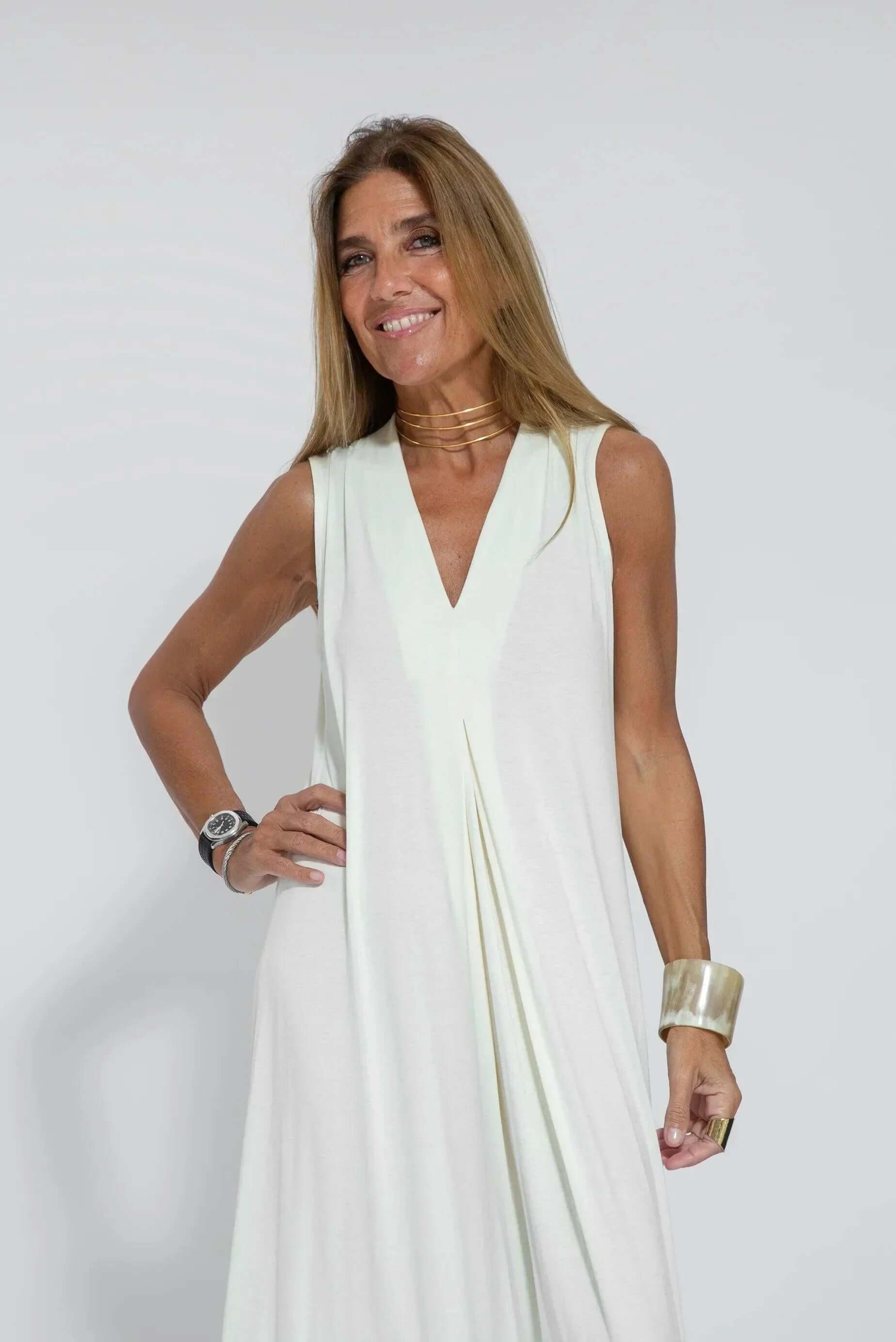 Juno - Women's Elegant Pleated Maxi Dress