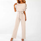 Keira - Women's Elegant Tie-Waist Jumpsuit