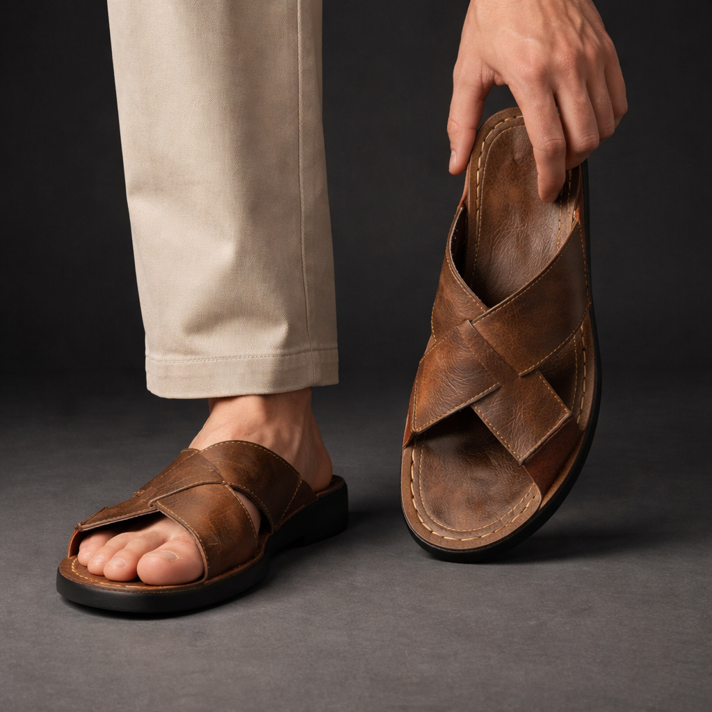 Lachlan - Men's Casual Faux Leather Slide Sandals