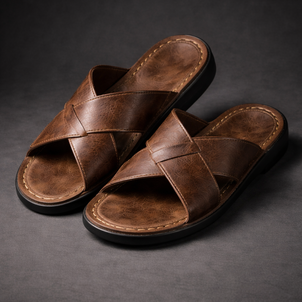 Lachlan - Men's Casual Faux Leather Slide Sandals