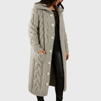 Lena - Women's Knitted Longline Coat with Hood