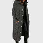 Lena - Women's Knitted Longline Coat with Hood