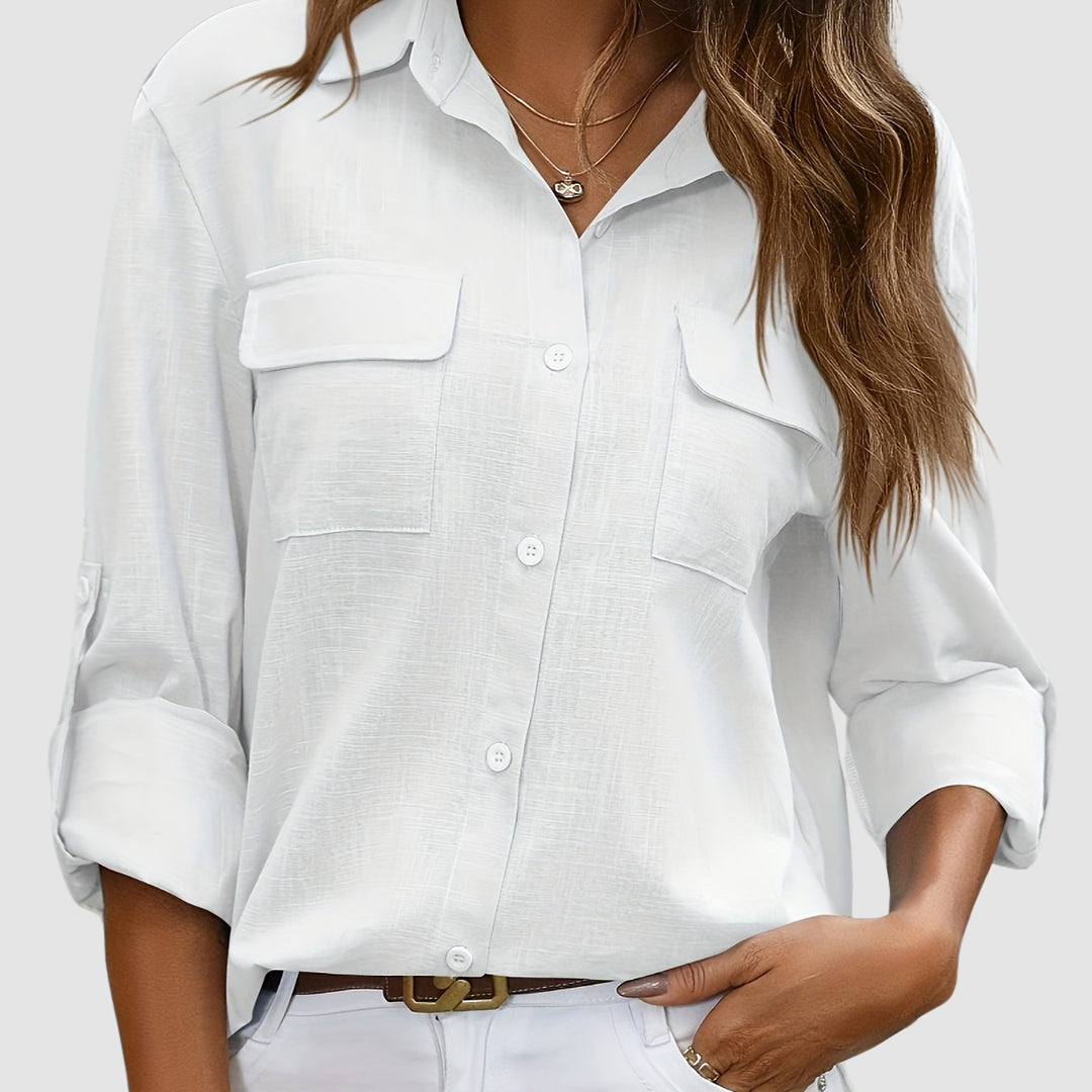 Lennox - Women's Elegant Perfect Blouse with Roll-Up Sleeves
