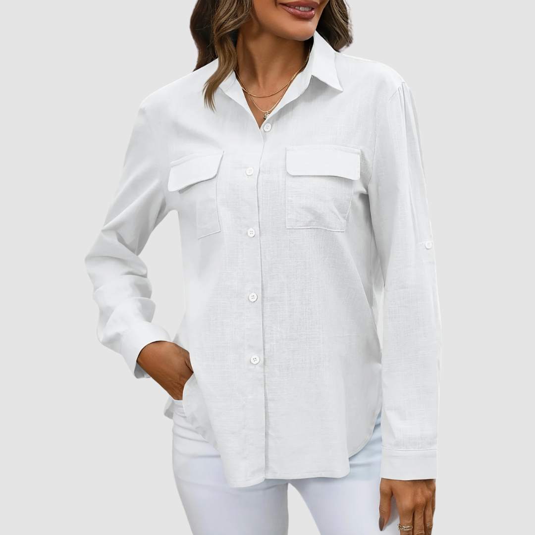 Lennox - Women's Elegant Perfect Blouse with Roll-Up Sleeves