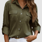 Lennox - Women's Elegant Perfect Blouse with Roll-Up Sleeves