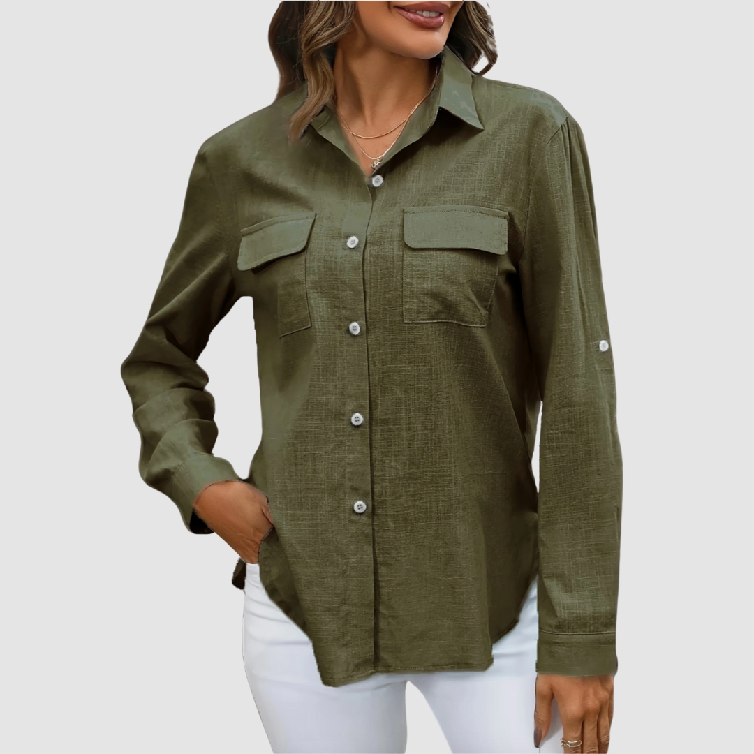 Lennox - Women's Elegant Perfect Blouse with Roll-Up Sleeves
