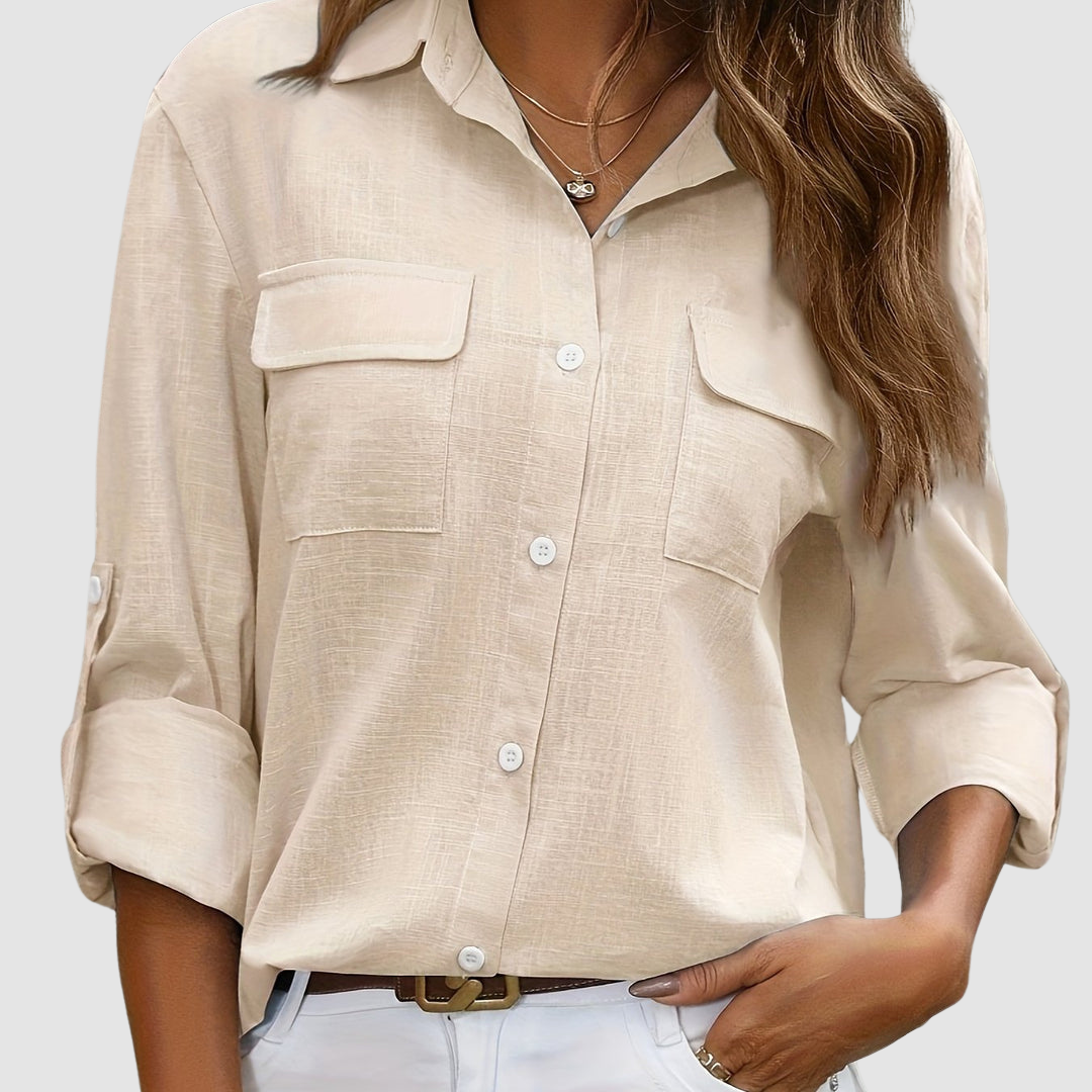 Lennox - Women's Elegant Perfect Blouse with Roll-Up Sleeves