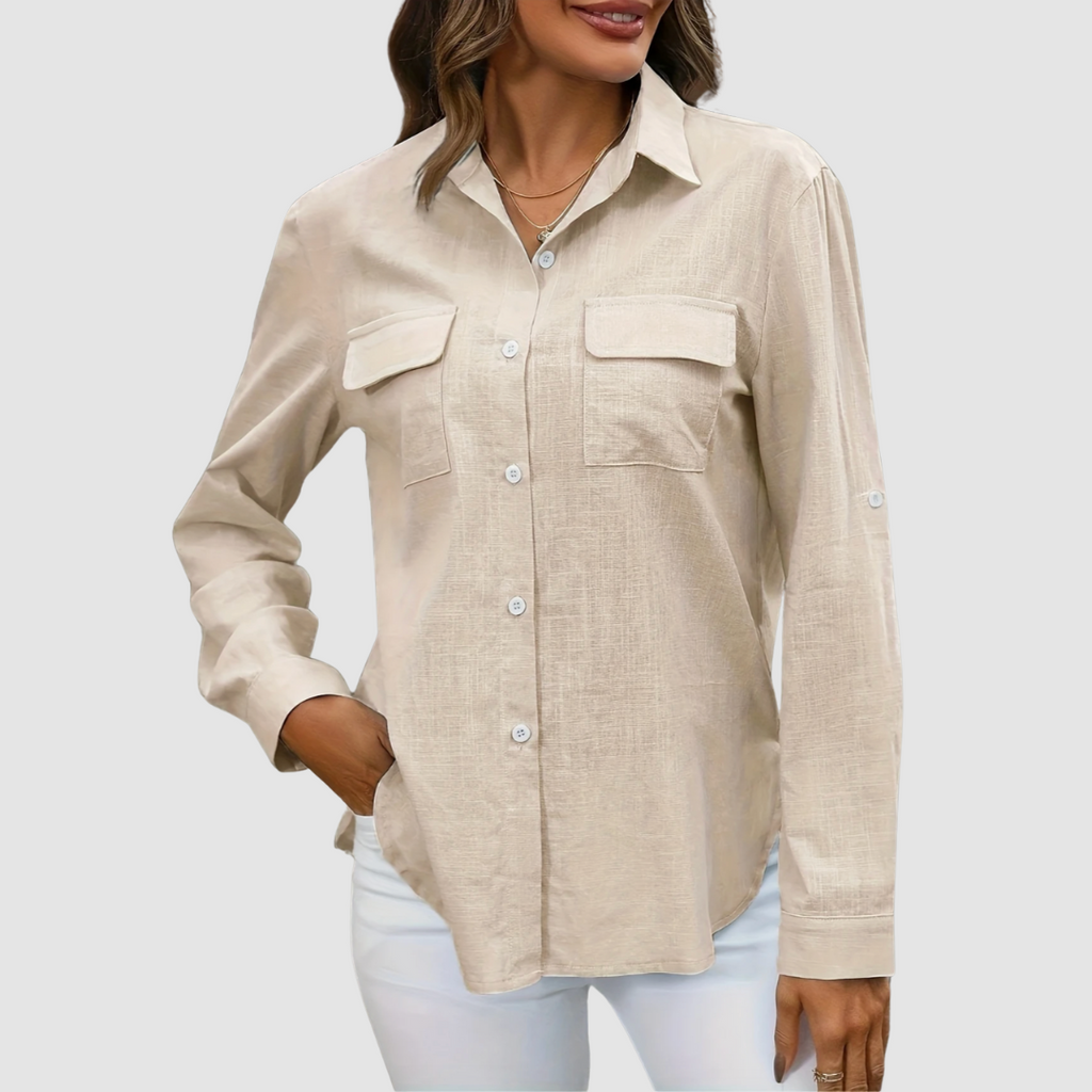 Lennox - Women's Elegant Perfect Blouse with Roll-Up Sleeves