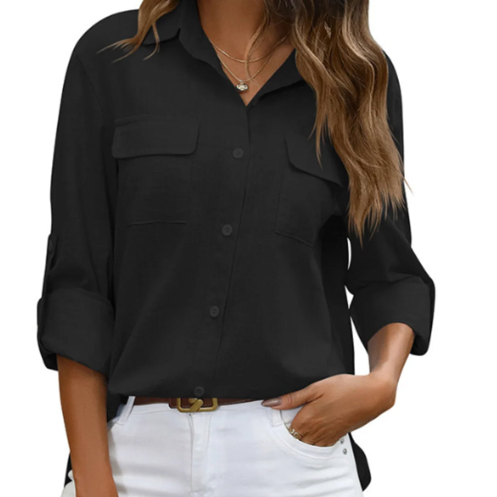 Lennox - Women's Elegant Perfect Blouse with Roll-Up Sleeves