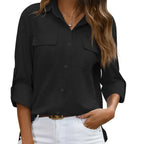 Lennox - Women's Elegant Perfect Blouse with Roll-Up Sleeves