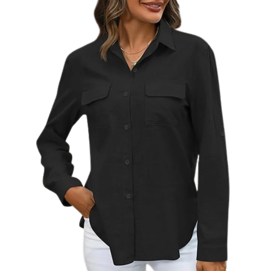 Lennox - Women's Elegant Perfect Blouse with Roll-Up Sleeves