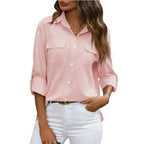 Lennox - Women's Elegant Perfect Blouse with Roll-Up Sleeves
