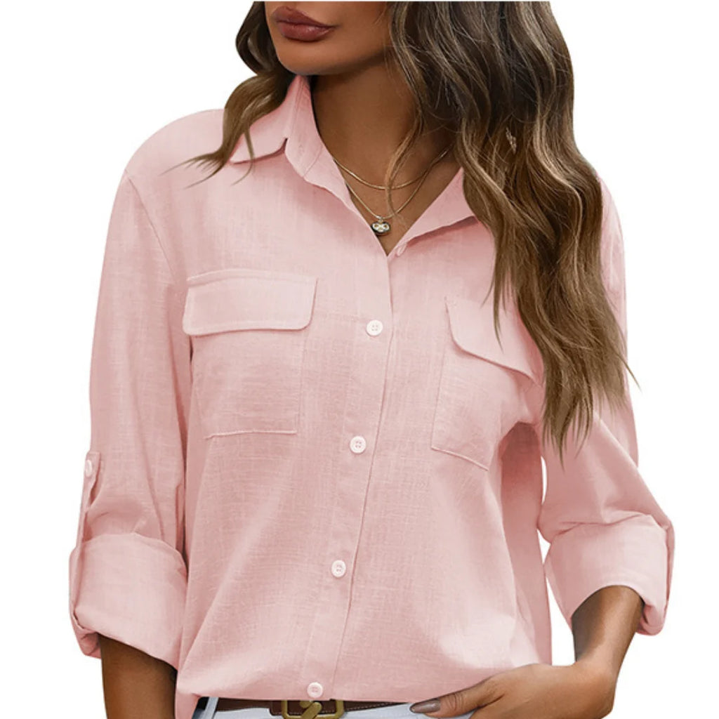Lennox - Women's Elegant Perfect Blouse with Roll-Up Sleeves