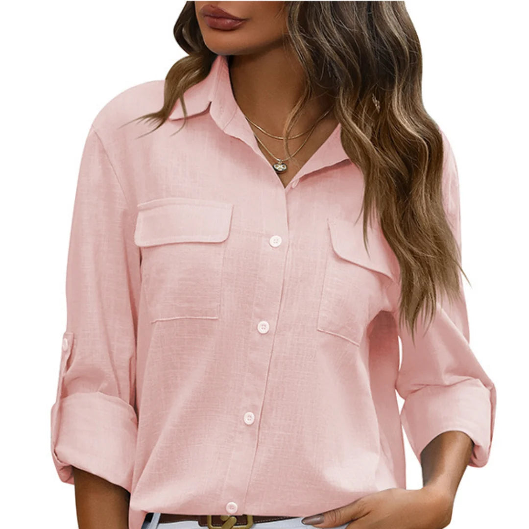 Lennox - Women's Elegant Perfect Blouse with Roll-Up Sleeves