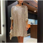 Leona - Women's Fancy Sequin Belted Dress